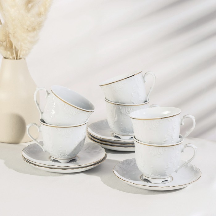 Сервиз чайный на 6 персон «Rococo золото», 12 предметов: чашка 250 мл, блюдце - фото 1909752202