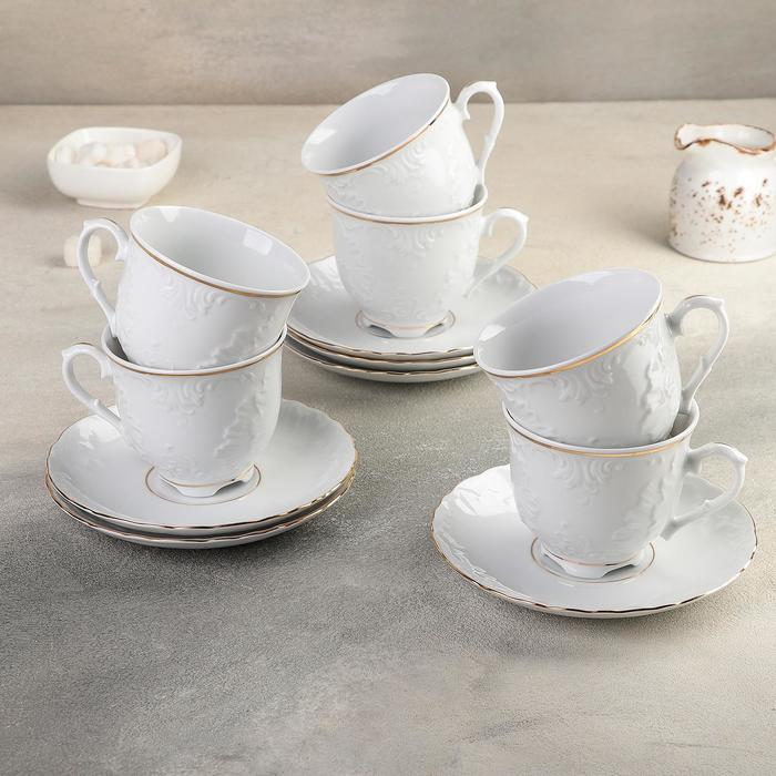Сервиз чайный на 6 персон «Rococo золото», 12 предметов: чашка 250 мл, блюдце - фото 1909752205