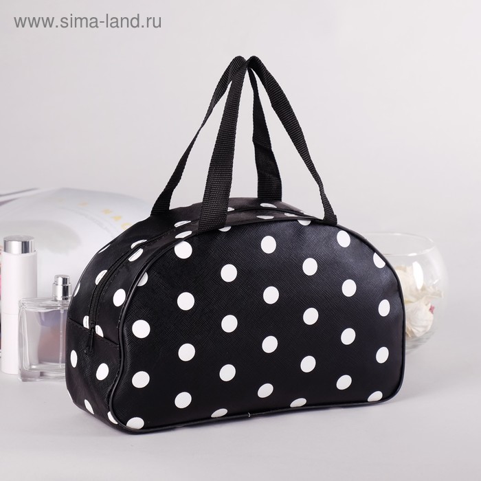Косметичка-сумочка, отдел на молнии, 2 ручки, цвет чёрный - Фото 1