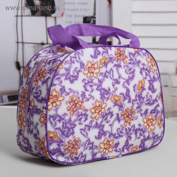 Косметичка-сумочка, отдел на молнии, цвет сиреневый - Фото 1