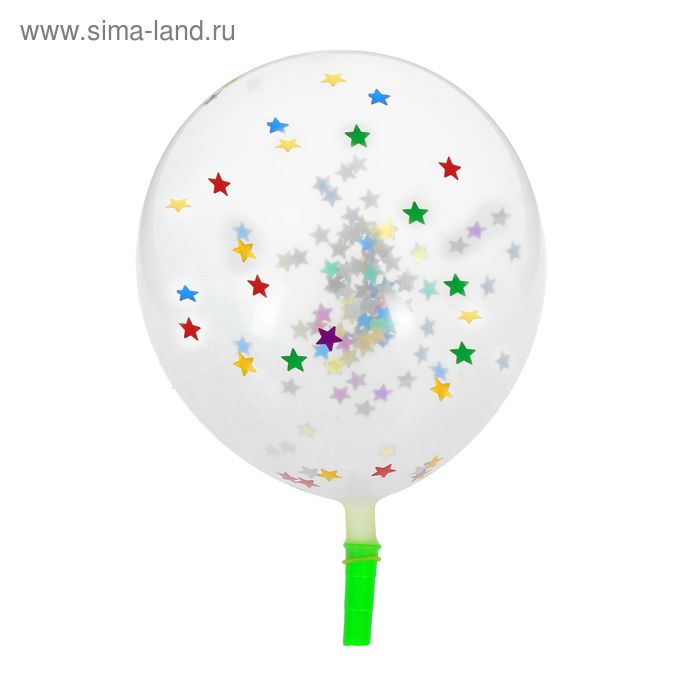 Шар латексный "Конфетти звезды" 3 шт. 12" Прозрачный - Фото 1