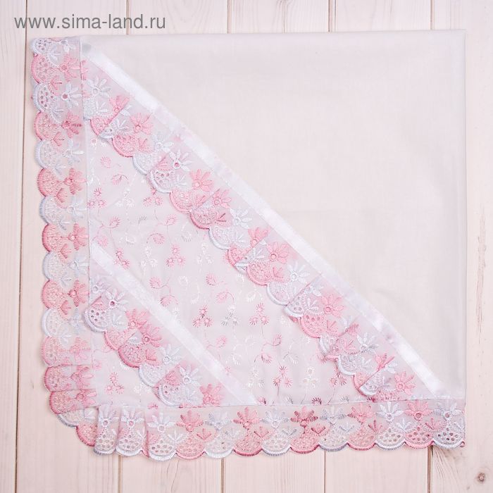 Пеленка-уголок, размер 80*80 см, цвет белый/розовый 05-102/1Н - Фото 1