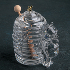 Ёмкость хрустальная для мёда «Мишка с ульем», 250 мл, h=15 см - фото 4559416