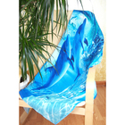 Полотенце банное вафельное "Дельфины", 80х150 см, синий, 176 г/м2, хлопок 100% - Фото 1