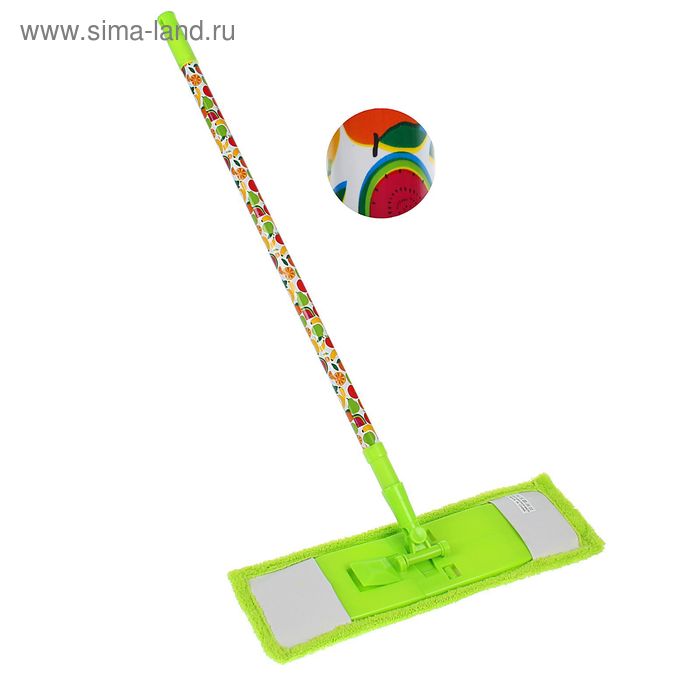 Швабра для мытья пола плоская Доляна «Фрутс», насадка из микрофибры 43×13 см, телескопическая ручка 68-120 см - Фото 1