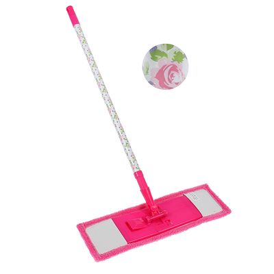 Швабра для мытья пола плоская Доляна «Розы», насадка из микрофибры 43×13 см, телескопическая ручка 68-120 см
