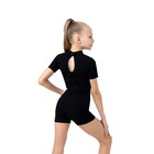 Купальник гимнастический Grace Dance, с шортами, с коротким рукавом, р. 28, цвет чёрный - Фото 3