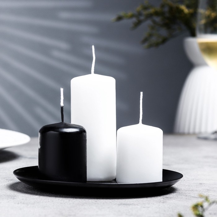 Подсвечник плоский «Чашка», металл, 14 см, чёрный муар - Фото 1