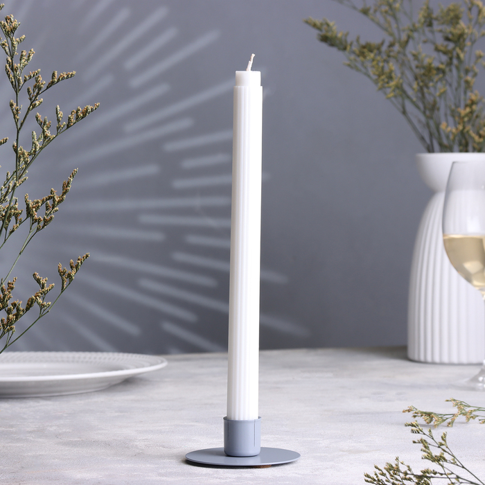 Подсвечник «Круг» металл на 1 свечу, 7×3 см, серый - Фото 1