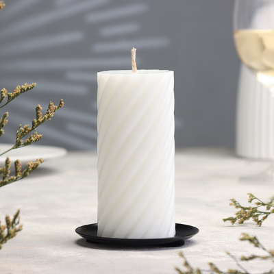 Подсвечник плоский «Тарелка», металл, 7.6 см, чёрный муар