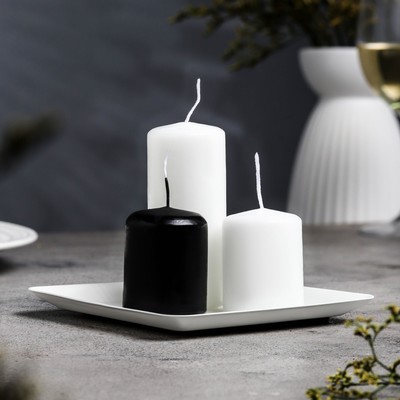 Подсвечник плоский «Тарелка квадро», металл, 12.6×12.6×1.3 см, белый