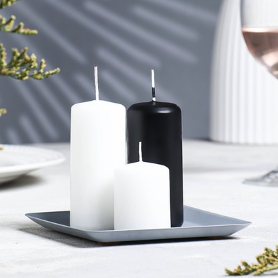 Подсвечник плоский «Тарелка квадро», металл, 12.6×12.6×1.3 см, серый