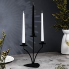 Подсвечник металл на 3 свечи "Диез", 10,5х27 см, черный - Фото 1