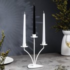 Подсвечник металл на 3 свечи "Диез", 10,5х27 см, белый - Фото 1