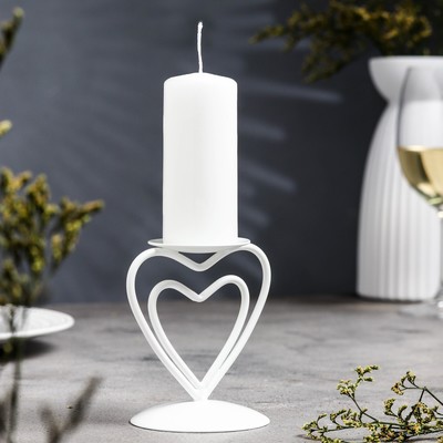 Подсвечник на 1 свечу «Гламур», металл, 9×10.2 см, белый