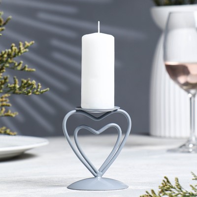 Подсвечник "Гламур" металл на 1 свечу, 9х10,2 см, серый