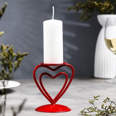 Подсвечник на 1 свечу «Гламур», металл, 9×10.2 см, красный