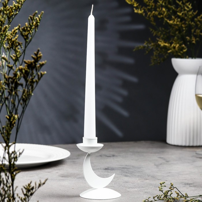 Подсвечник металл на 1 свечу "Демимун", 11х8,5 см, белый - Фото 1