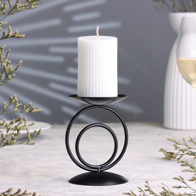 Подсвечник на 1 свечу «Закат», металл, 8.3×11 см, чёрный
