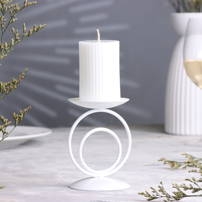 Подсвечник на 1 свечу «Закат», металл, 8.3×11 см, белый