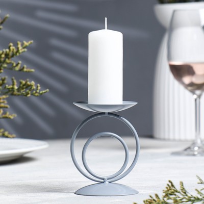 Подсвечник "Закат" металл на 1 свечу, 8,3х11 см, серый