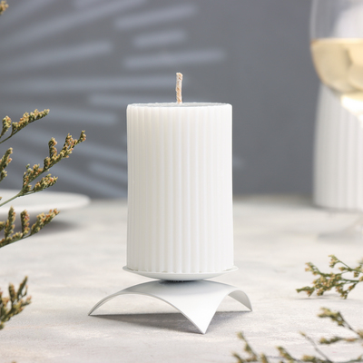 Подсвечник на 1 свечу «Звездочка», металл, 9×3.5 см, белый