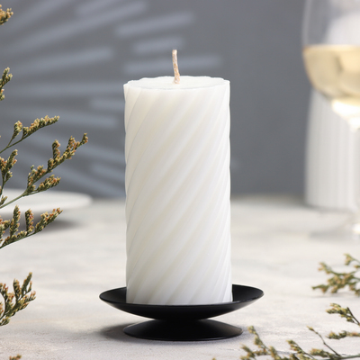 Подсвечник на 1 свечу «Лотос», металл, 7.5×2 см, чёрный муар