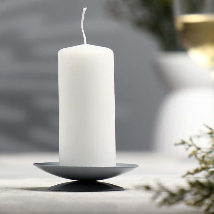 Подсвечник "Лотос" металл на 1 свечу "Лотос", 7,5х2 см, серый - Фото 1
