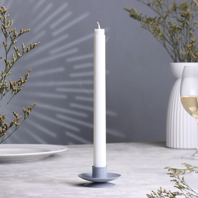 Подсвечник на 1 свечу «Лотос», металл, 7.5×2.5 см, серый