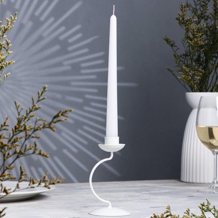 Подсвечник металл на 1 свечу "Моно", 14х7,3 см, белый - Фото 1
