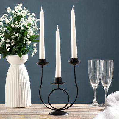 Подсвечник на 3 свечи «Канделябр. Трио», металл, 17×7.5×21 см, чёрный