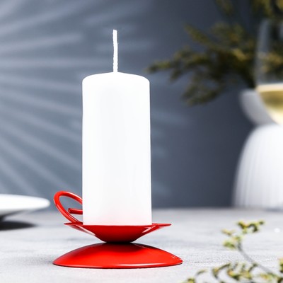 Подсвечник на 1 свечу «Цветок», металл, 9×3.5 см, красный