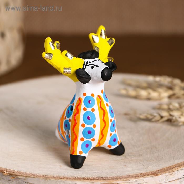 Дымковская игрушка «Свистулька олень» 9 см - Фото 1