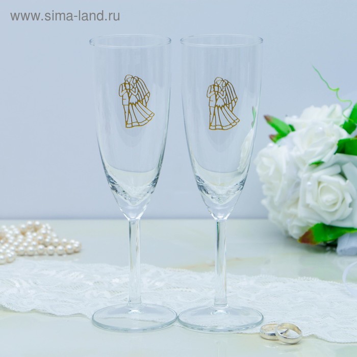 Набор свадебных бокалов "Молодожёны" - Фото 1