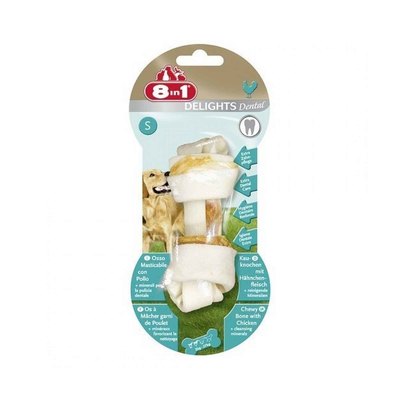 Косточка для мелких и средних собак 8 in1 DENTAL DELIGHTS S, с курицей и минералами, 11 см