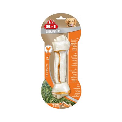 Косточка для крупных собак 8 in1 DELIGHTS L, с куриным мясом, 21 см