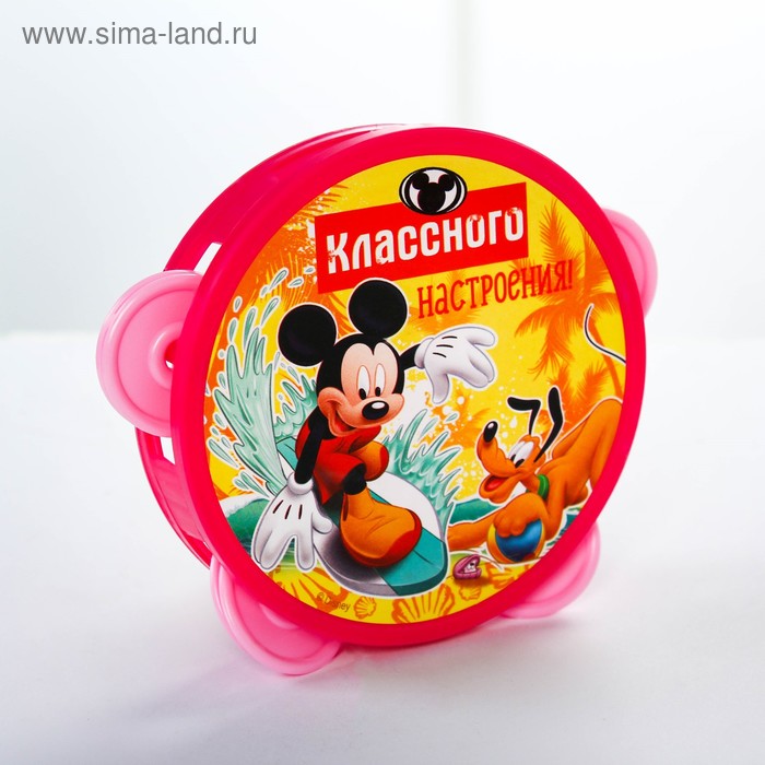 Бубен "Весёлые нотки", Клуб Микки мауса, d=10 см, МИКС - Фото 1