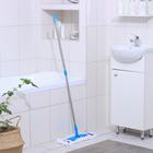 Швабра для мытья пола плоская Доляна, насадка из микрофибры 42×12 см, телескопическая стальная ручка 72-124 см, цвет МИКС - Фото 4