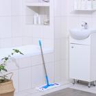 Швабра для мытья пола плоская Доляна, насадка из микрофибры 42×12 см, телескопическая стальная ручка 72-124 см, цвет МИКС - Фото 2