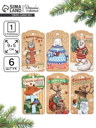 Шильдик декоративный в наборе «Снежные истории», 9×5 см