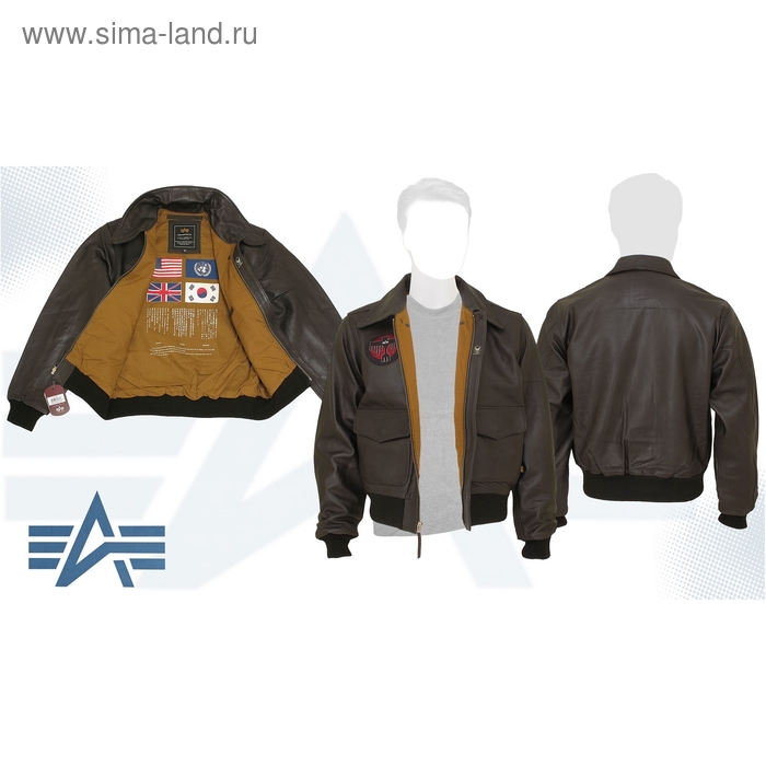 Куртка A-2 Deco (кожа) Alpha Industries Brown, XL - Фото 1