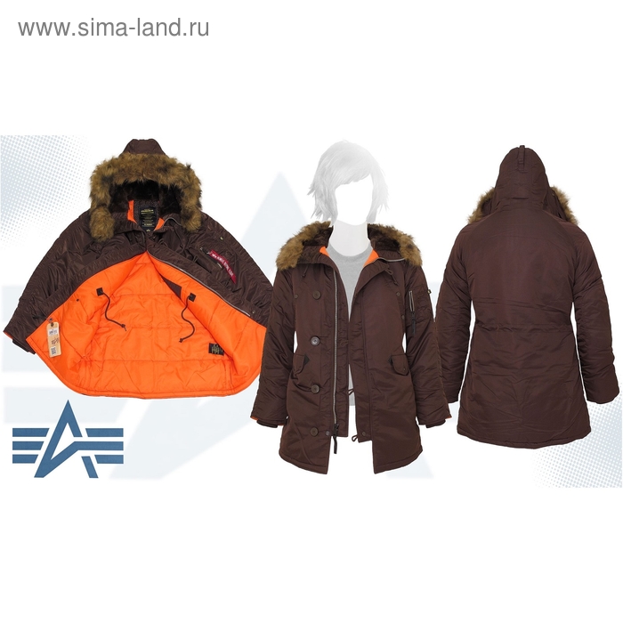 Куртка утеплённая женская N-3B W Parka Alpha Industries Cocoa, XL - Фото 1