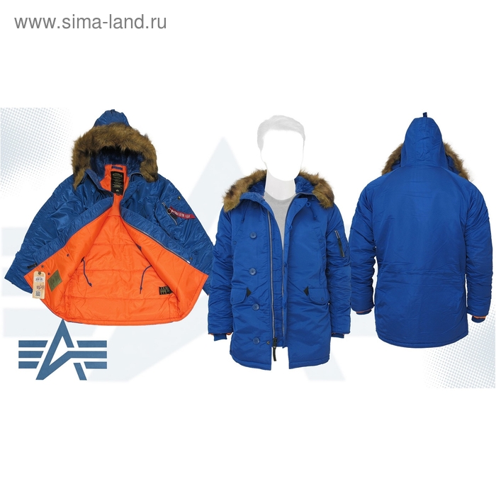 Куртка утеплённая Slim Fit N-3B Parka Alpha Industries Pacific Blue/Orange, 2XL - Фото 1