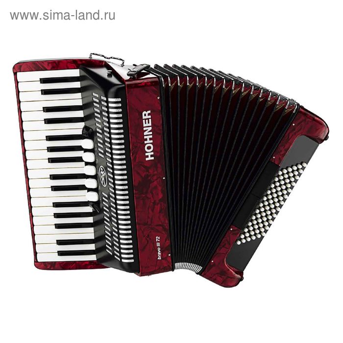 Аккордеон Hohner A1663 BRAVO III 72, красный - Фото 1