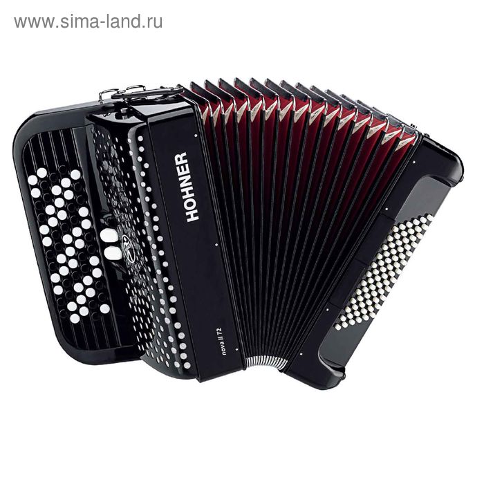 Аккордеон кнопочный Hohner A4262 NOVA II 72 SW B-GRIF, чёрный - Фото 1