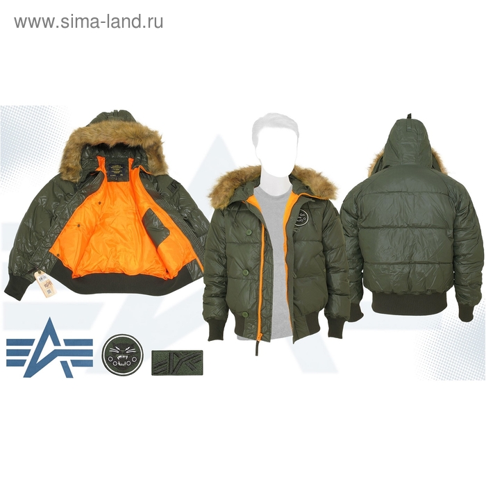 Куртка пуховая N-2B Sonic Alpha Industries Sage/Orange, XL - Фото 1