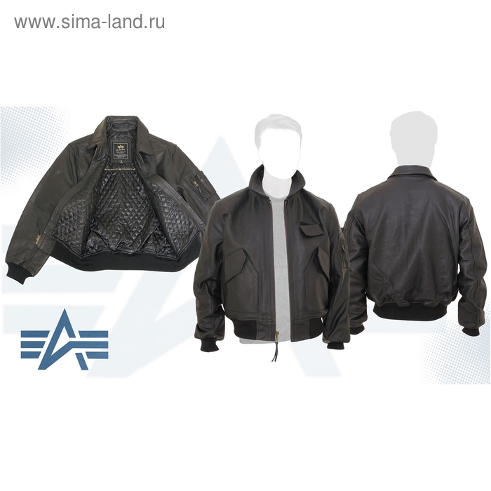 Куртка утеплённая Leather CWU 45/P Alpha Industries Black, кожа, XL - Фото 1