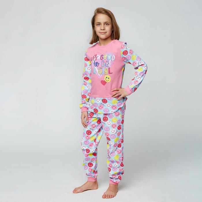 Пижама для девочки НАЧЁС, цвет розовый, рост 128 см (64) - Фото 1