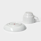 Чайная пара Добрушский завод «Бельё»: 2 предмета: чашка 250 мл, блюдце d=15 см, фарфор, белая - Фото 3