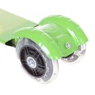 Самокат стальной с ручным тормозом,три светящихся колеса PVC d=100 мм, цвет зелёный, в пакете - Фото 3